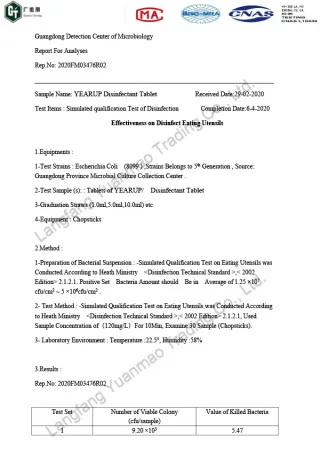 ClO2 Effectiveness on Disinfect Eating Utensils